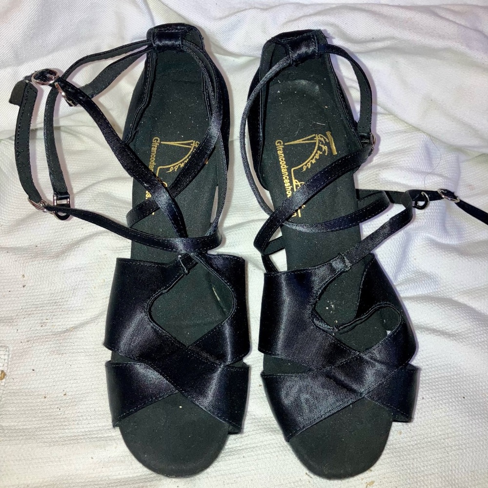 Black Satin Latin/Rhythm Dance Shoes – 3” Heel – Size 7.5 - Perfect Condition